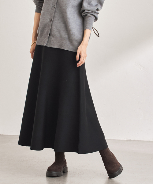 FRAMeWORK（フレームワーク）の「≪手洗い可≫フレアーニットスカート（スカート・レディース・ライトグレー/ブラック・36/38）」の4枚目の写真