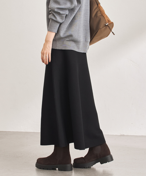 FRAMeWORK（フレームワーク）の「≪手洗い可≫フレアーニットスカート（スカート・レディース・ライトグレー/ブラック・36/38）」の3枚目の写真