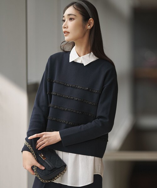 セール】フリルボーダー ニット（ニット/セーター）｜23区 S（ニジュウ