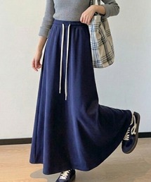ウエストゴムスウェットマキシ丈フレアスカート
