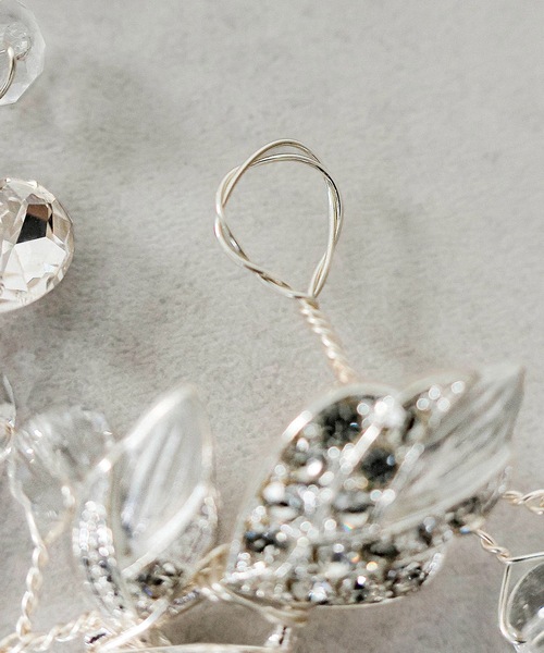 クリア フラワー ビジュー パール ヘッドドレス ヘアアクセサリー 結婚