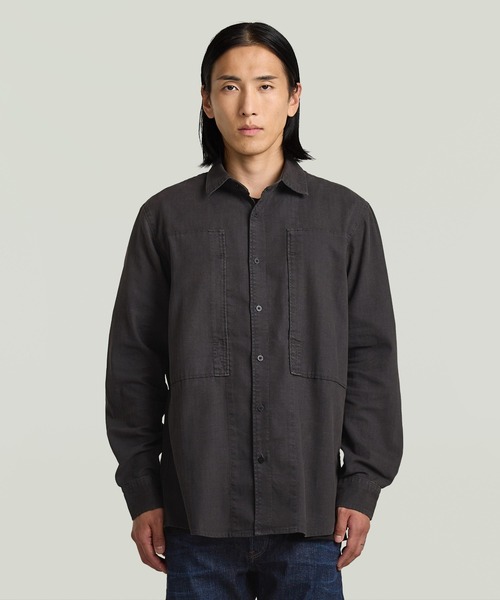G-STAR(ジースター)の「Panelled Pocket Regular Shirt/ミリタリーディテールパネルデザインポケットレギュラーシャツ(シャツ/ブラウス・メンズ・グレー・SMALL/MEDIUM/LARGE/X-SMALL)」の1枚目の写真