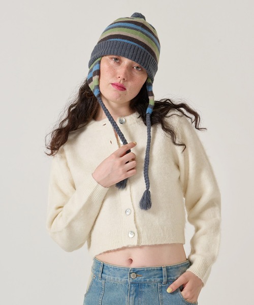 TINA：JOJUN（ティーナジョジュン）の「ウールミックス 起毛 カーディガン TINA：JOJUN（カーディガン/ボレロ・レディース・ホワイト/パープル/グレー・M）」の5枚目の写真