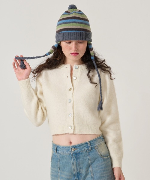 TINA：JOJUN（ティーナジョジュン）の「ウールミックス 起毛 カーディガン TINA：JOJUN（カーディガン/ボレロ・レディース・ホワイト/パープル/グレー・M）」の6枚目の写真