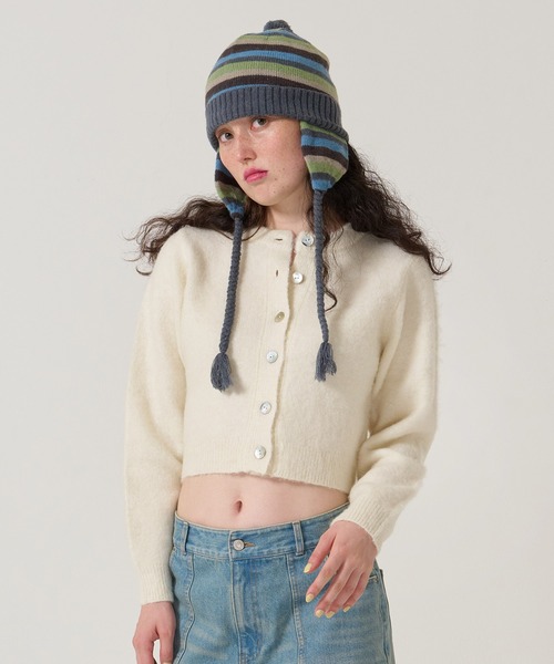 TINA：JOJUN（ティーナジョジュン）の「ウールミックス 起毛 カーディガン TINA：JOJUN（カーディガン/ボレロ・レディース・ホワイト/パープル/グレー・M）」の7枚目の写真