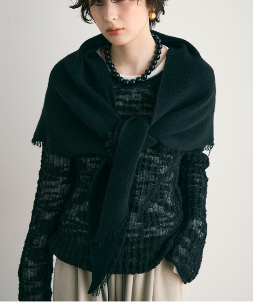 Trish（トリッシュ）の「フリンジトライアングルマフラー（ストール/ショール・レディース・グレー/アイボリー/ブラック・FREE）」の21枚目の写真