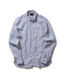 BEAMS PLUS | BEAMS PLUS / リネン ストライプ ボタンダウンシャツ(シャツ/ブラウス)