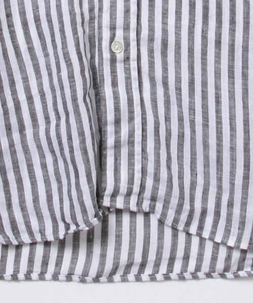 BEAMS PLUS（ビームスプラス）の「BEAMS PLUS / リネン ストライプ ボタンダウンシャツ（シャツ/ブラウス・メンズ・ブラック/ブルー・X-SMALL/X-LARGE/XX-LARGE/LARGE/MEDIUM/SMALL）」の7枚目の写真