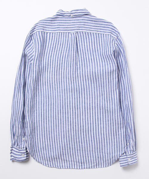 BEAMS PLUS（ビームスプラス）の「BEAMS PLUS / リネン ストライプ ボタンダウンシャツ（シャツ/ブラウス・メンズ・ブラック/ブルー・X-SMALL/X-LARGE/XX-LARGE/LARGE/MEDIUM/SMALL）」の10枚目の写真
