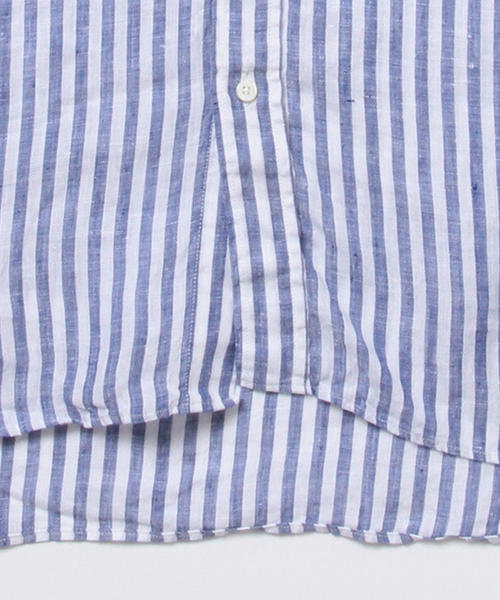 BEAMS PLUS（ビームスプラス）の「BEAMS PLUS / リネン ストライプ ボタンダウンシャツ（シャツ/ブラウス・メンズ・ブラック/ブルー・X-SMALL/X-LARGE/XX-LARGE/LARGE/MEDIUM/SMALL）」の13枚目の写真