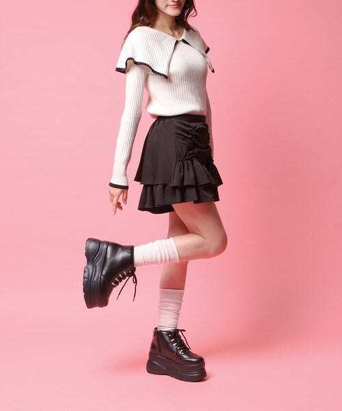 cs T&P(シーエスティーアンドピー)の「厚底ハイカットスニーカー(スニーカー・レディース・ベージュ/ダークブラウン/ブラック・S/M/L/LL)」の6枚目の写真