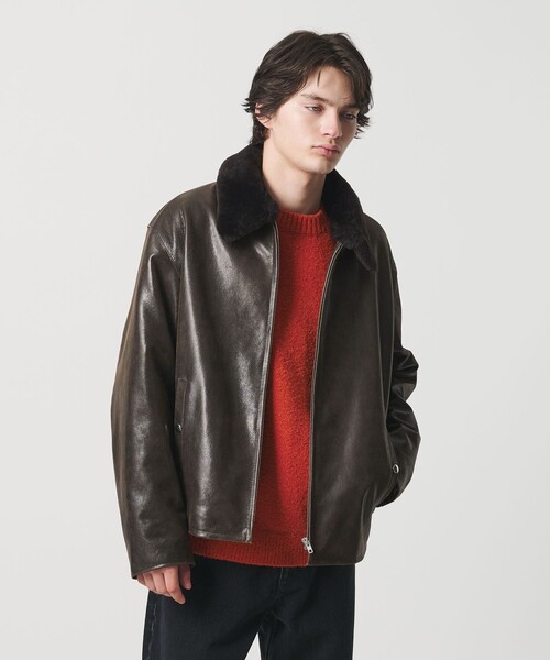 MONKEY TIME(モンキータイム)の「ゴート ムートンカラー ジップ ジャケット(ブルゾン・メンズ・ダークブラウン・S/M/L/XL)」の5枚目の写真
