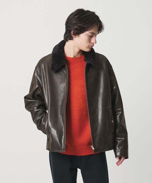 MONKEY TIME(モンキータイム)の「ゴート ムートンカラー ジップ ジャケット(ブルゾン・メンズ・ダークブラウン・S/M/L/XL)」の6枚目の写真