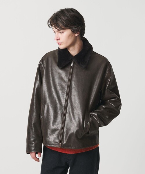 MONKEY TIME(モンキータイム)の「ゴート ムートンカラー ジップ ジャケット(ブルゾン・メンズ・ダークブラウン・S/M/L/XL)」の7枚目の写真