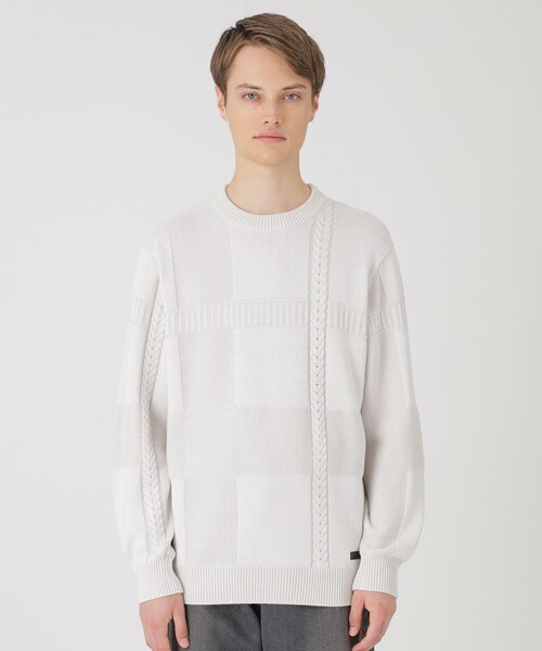 プレーティングカラーシャドーチェックニット（ニット/セーター