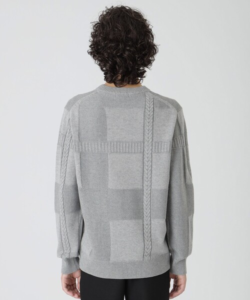 プレーティングカラーシャドーチェックニット（ニット/セーター