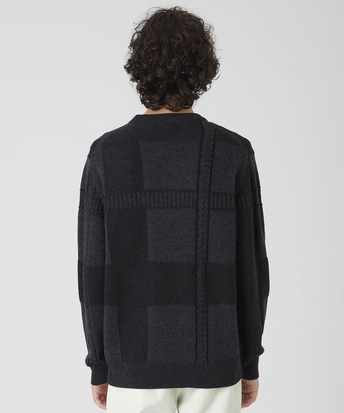 プレーティングカラーシャドーチェックニット（ニット/セーター