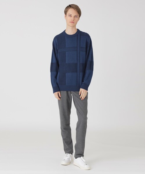 プレーティングカラーシャドーチェックニット（ニット/セーター