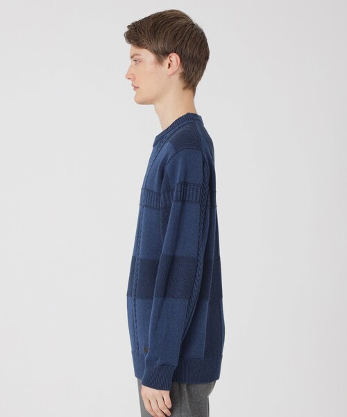 プレーティングカラーシャドーチェックニット（ニット/セーター