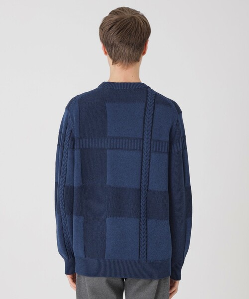 プレーティングカラーシャドーチェックニット（ニット/セーター