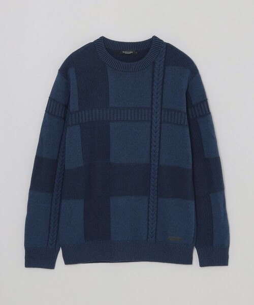 プレーティングカラーシャドーチェックニット（ニット/セーター