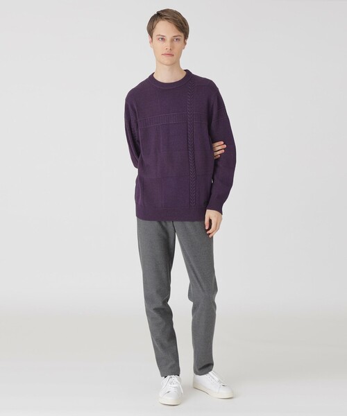 プレーティングカラーシャドーチェックニット（ニット/セーター