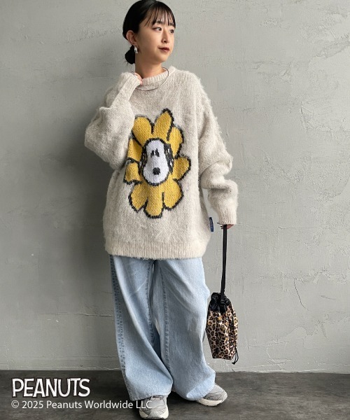 SEQUENZ（シークエンズ）の「【WEB限定】[SEQUENZ/シークエンズ] SNOOPY フラワー柄 ジャガードニット（ニット/セーター・レディース・アイボリー/ブラウン・M/L/XL）」の13枚目の写真