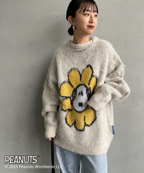 WEB限定】[SEQUENZ/シークエンズ] SNOOPY フラワー柄 ジャガードニット