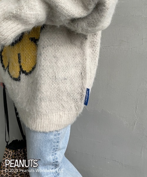 WEB限定】[SEQUENZ/シークエンズ] SNOOPY フラワー柄 ジャガードニット