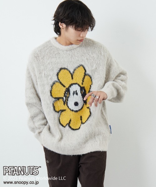 WEB限定】[SEQUENZ/シークエンズ] SNOOPY フラワー柄 ジャガードニット