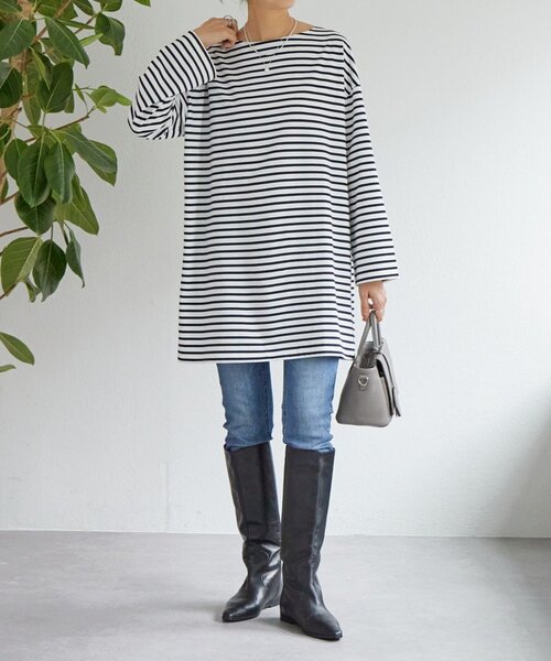 BEARDSLEY(ビアズリー)の「刺繍入りボーダーロングプルオーバー(Tシャツ/カットソー・レディース・ネイビー・FREE)」の11枚目の写真