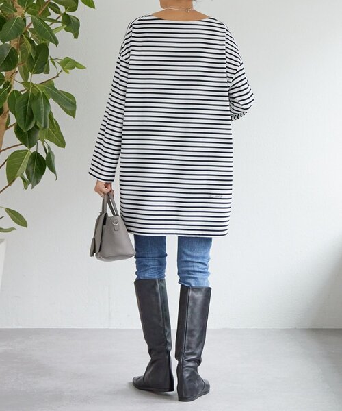 BEARDSLEY(ビアズリー)の「刺繍入りボーダーロングプルオーバー(Tシャツ/カットソー・レディース・ネイビー・FREE)」の13枚目の写真