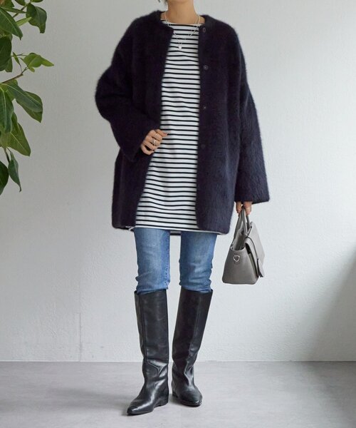 BEARDSLEY(ビアズリー)の「刺繍入りボーダーロングプルオーバー(Tシャツ/カットソー・レディース・ネイビー・FREE)」の14枚目の写真