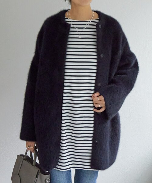 BEARDSLEY(ビアズリー)の「刺繍入りボーダーロングプルオーバー(Tシャツ/カットソー・レディース・ネイビー・FREE)」の15枚目の写真