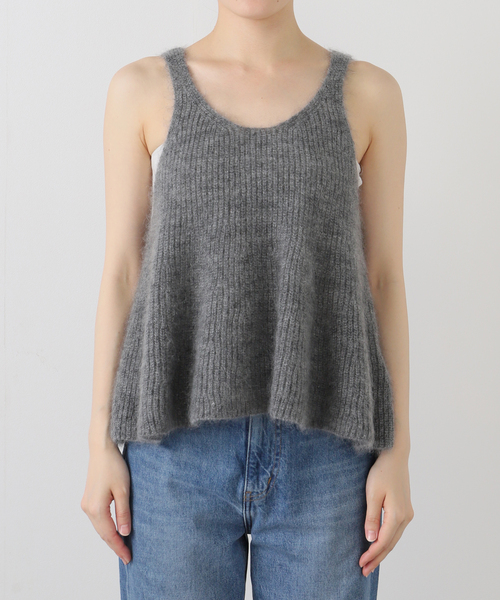 25AW IENA モヘヤミックスフレアタンク チャコールグレー 完売品☆ WEB限定/追加》モヘヤミックスフレアタンク（ニット／セーター）｜IENA