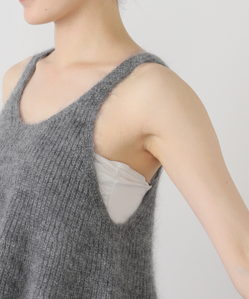 25AW IENA モヘヤミックスフレアタンク チャコールグレー 完売品☆ WEB限定/追加予約》モヘヤミックスフレアタンク（ニット／セーター