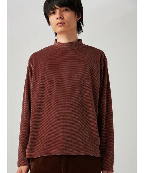 Mc McGREGOR(エムシーマックレガー)の「【Mc McGREGOR】ベロアボーダーモックネックT(Tシャツ/カットソー・メンズ・ホワイト/ブラウン/レッド・L/M)」の6枚目の写真