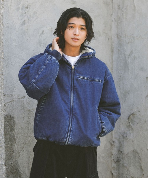セール】DENIM BOA HOODIE JACKET / デニムボアフードジャケット