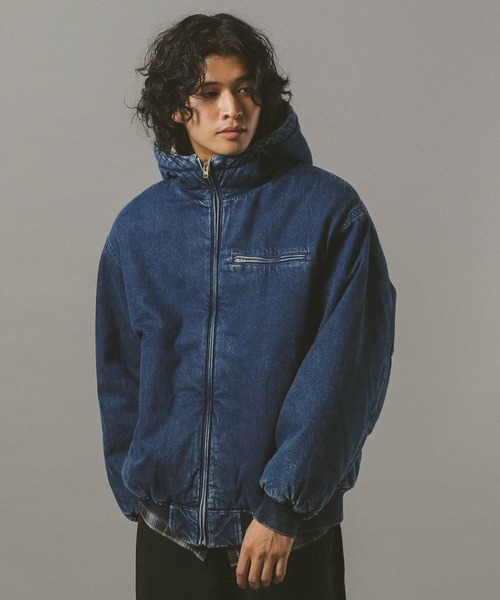 セール】DENIM BOA HOODIE JACKET / デニムボアフードジャケット