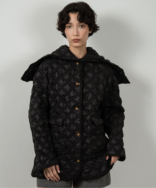 lawgy（ラウジー）の「hooded quilted stitch point coat / フーデッドキルテッドステッチポイントコート（その他アウター・レディース・ブラック/ホワイト・FREE）」の13枚目の写真
