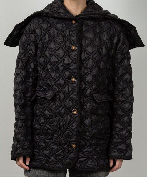 lawgy（ラウジー）の「hooded quilted stitch point coat / フーデッドキルテッドステッチポイントコート（その他アウター・レディース・ブラック/ホワイト・FREE）」の14枚目の写真