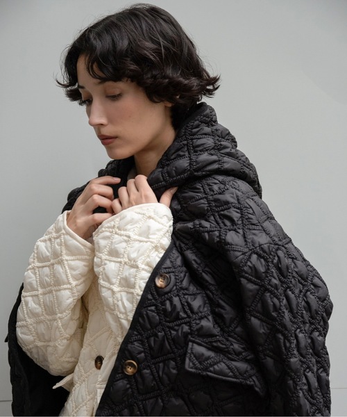 lawgy（ラウジー）の「hooded quilted stitch point coat / フーデッドキルテッドステッチポイントコート（その他アウター・レディース・ブラック/ホワイト・FREE）」の18枚目の写真