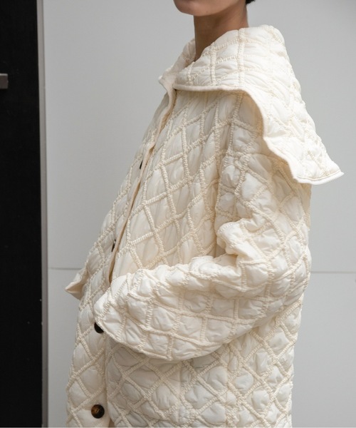 lawgy（ラウジー）の「hooded quilted stitch point coat / フーデッドキルテッドステッチポイントコート（その他アウター・レディース・ブラック/ホワイト・FREE）」の6枚目の写真