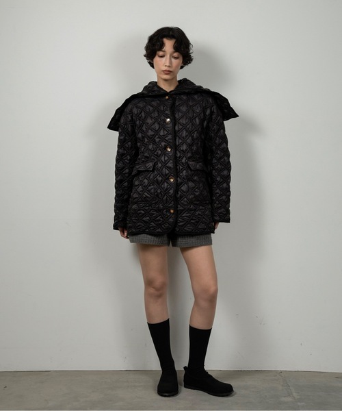 lawgy（ラウジー）の「hooded quilted stitch point coat / フーデッドキルテッドステッチポイントコート（その他アウター・レディース・ブラック/ホワイト・FREE）」の21枚目の写真