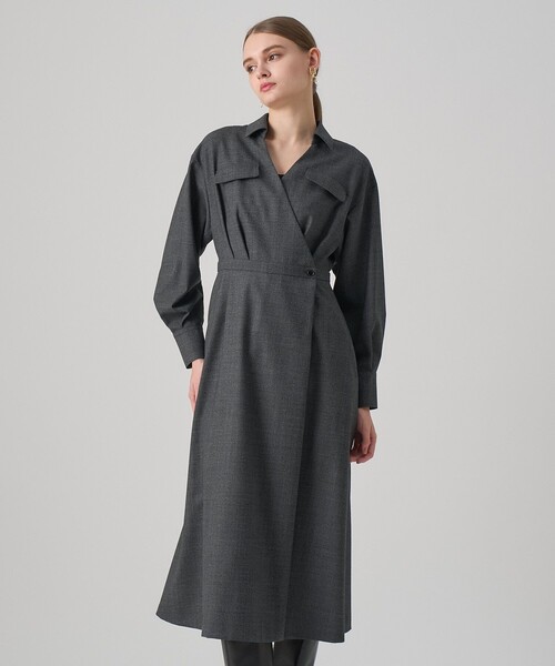 ANAYI ウール ワンピース アナイ 38 レーヨンウールジョーゼットフレア