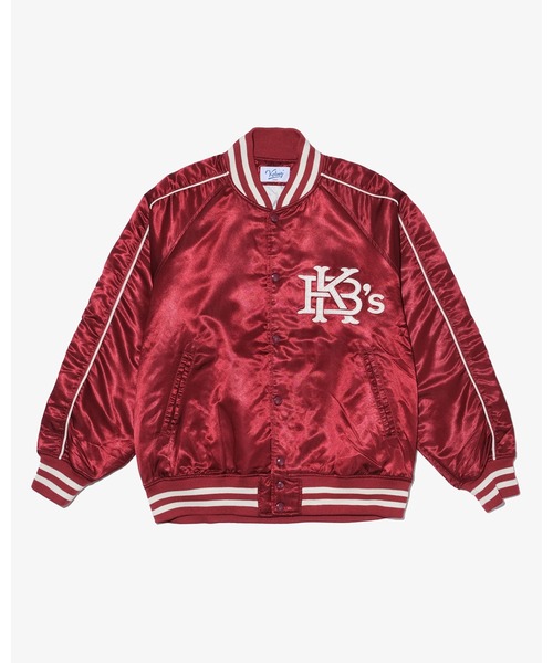KEBOZ(ケボズ)の「SATIN VARSITY JACKET(スタジャン・メンズ・バーガンディー/ネイビー/ブラック・M/L/XL)」の3枚目の写真