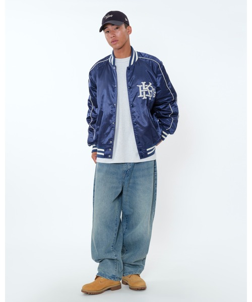 KEBOZ(ケボズ)の「SATIN VARSITY JACKET(スタジャン・メンズ・バーガンディー/ネイビー/ブラック・M/L/XL)」の4枚目の写真