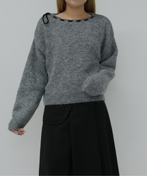 Enewd nina | ボートネック風リボン編み上げニット(ニット/セーター)