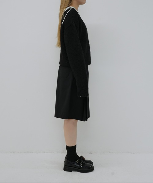 Enewd nina（エニュードニーナ）の「ボートネック風リボン編み上げニット（ニット/セーター・レディース・ブラック/グレー・FREE）」の21枚目の写真