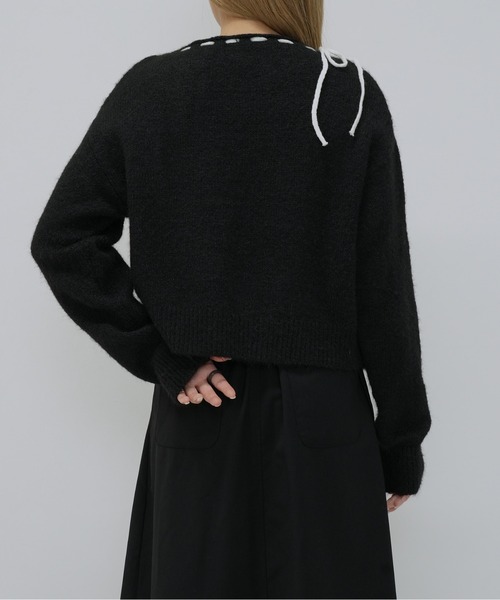 Enewd nina（エニュードニーナ）の「ボートネック風リボン編み上げニット（ニット/セーター・レディース・ブラック/グレー・FREE）」の16枚目の写真